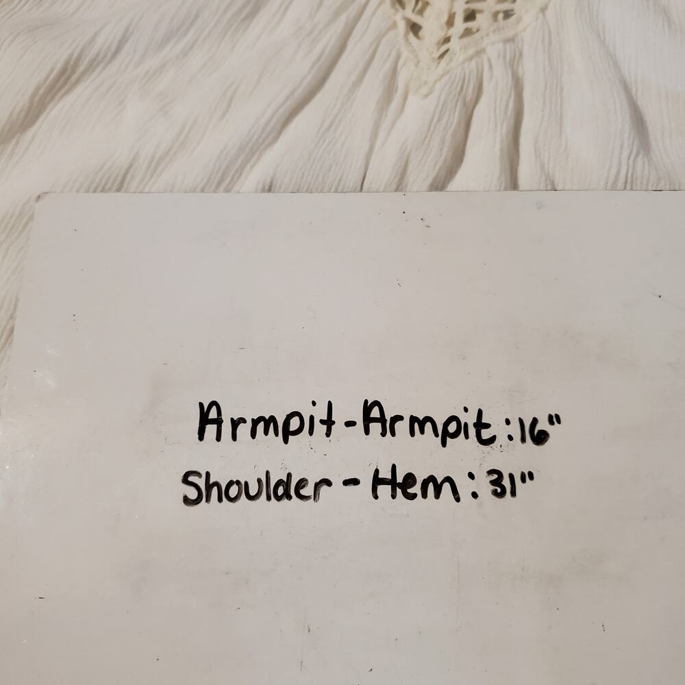 Lulu's Gauzy Racerback Crochet Semi Hi-Low Lined White Tunic Tank Women's S - Picture 7 of 7